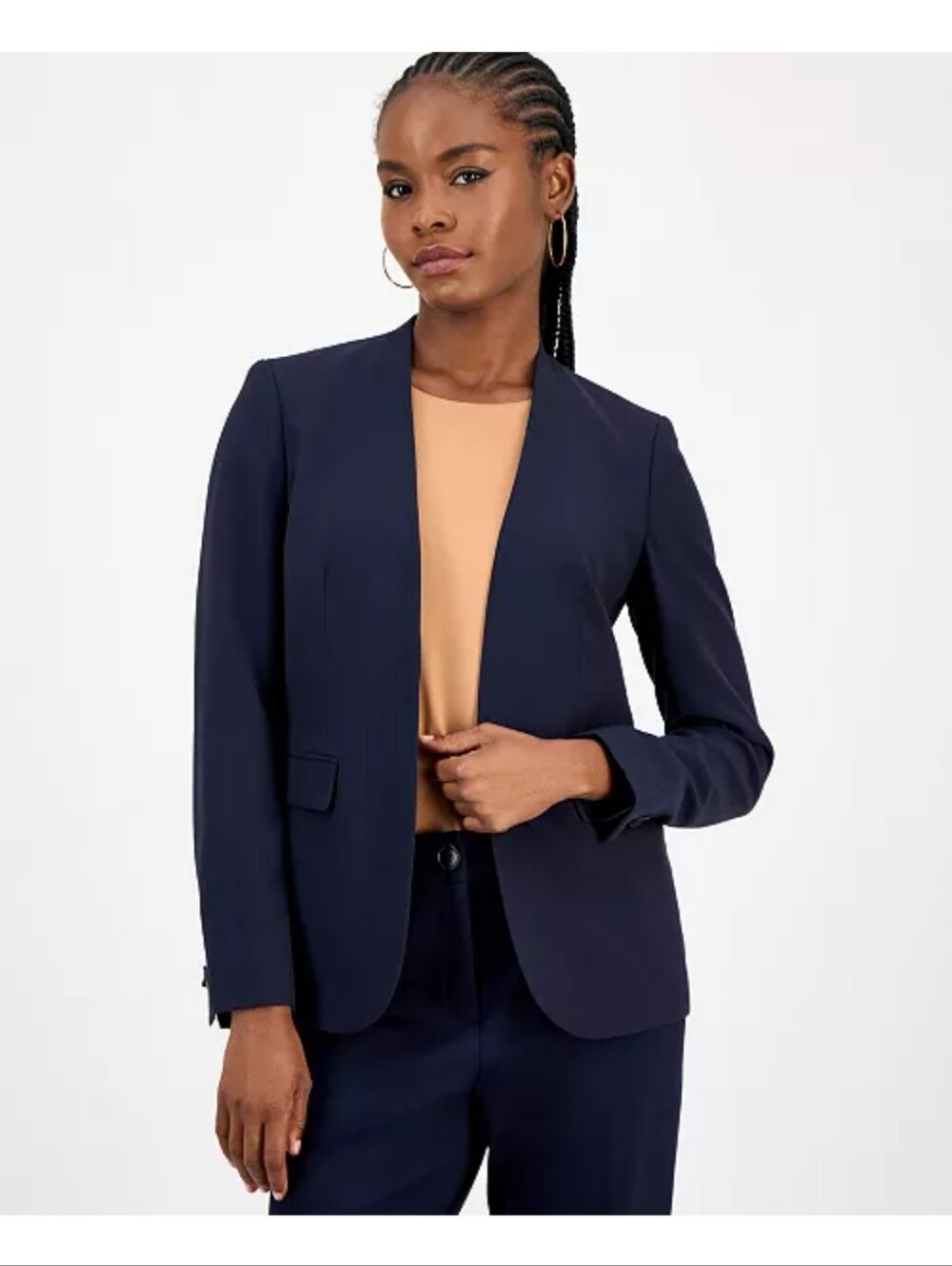 Bar III Women's Bi-Stretch Collarless Open-Front Blazer Size M